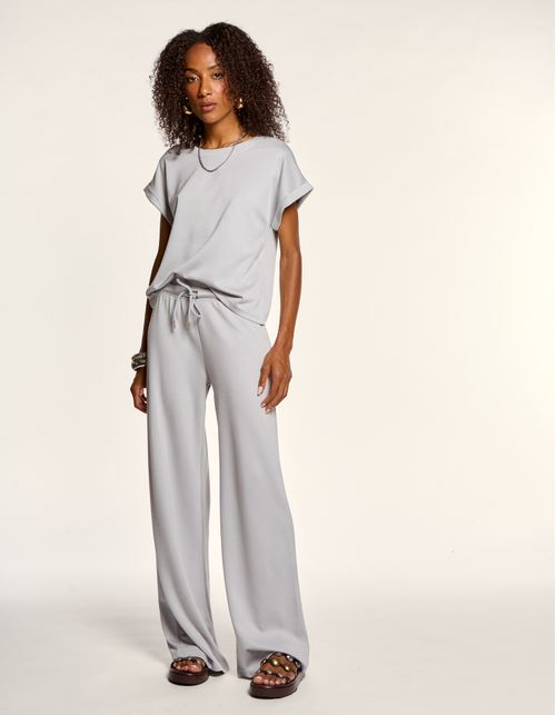 Calça Cós Amarração Malha Comfy - Cinza