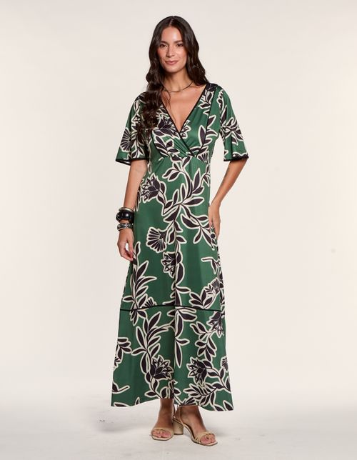 Vestido New Longo Estampado Artemis - Verde Continental