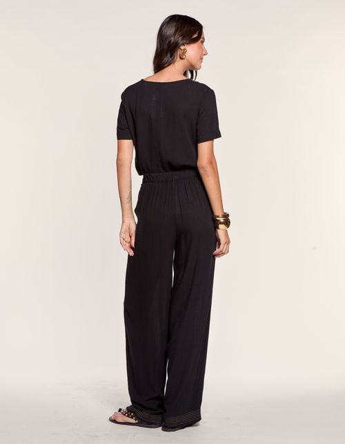 Calça Detalhe Pespontos - Preto