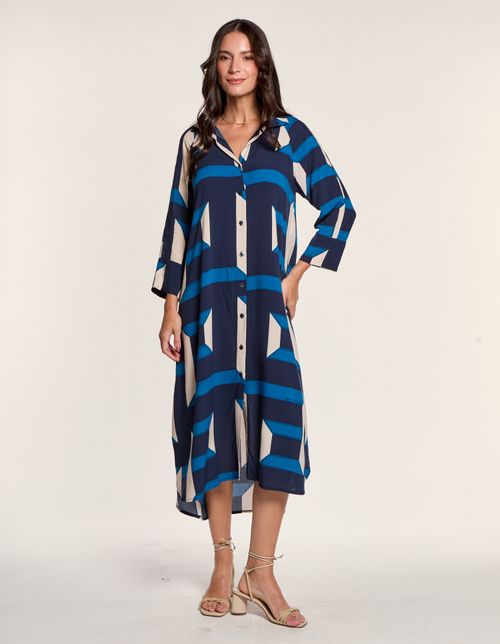 Chemise Estampada Geo Blue - Azul Marinho