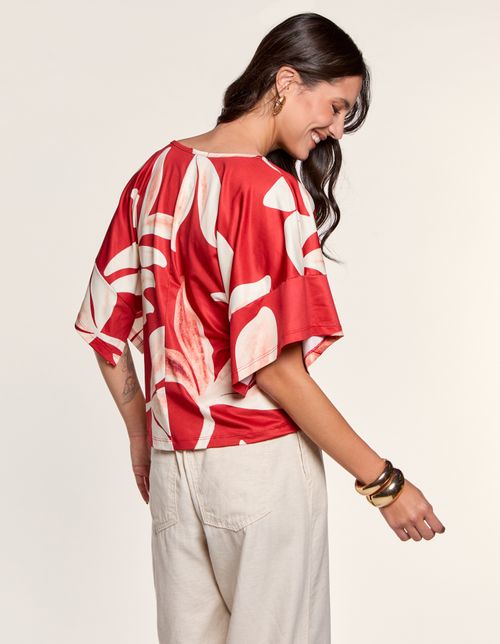 Blusa Estampada Caraíva - Vermelho