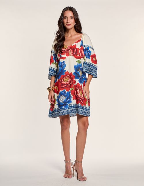 Vestido Curto Estampado Penny - Off White