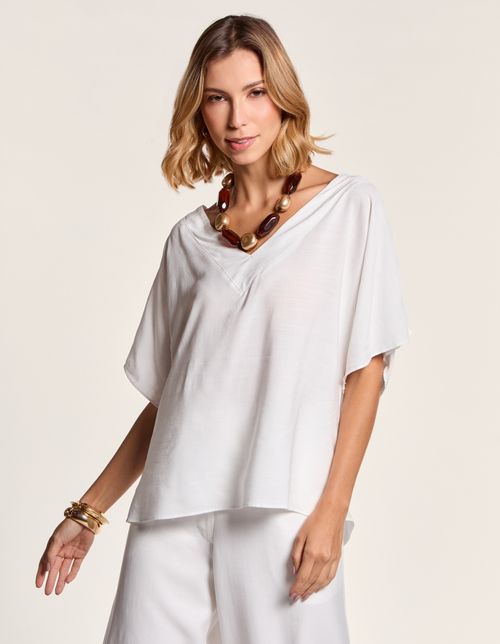 Blusa Ampla Amarração Costas - Off White