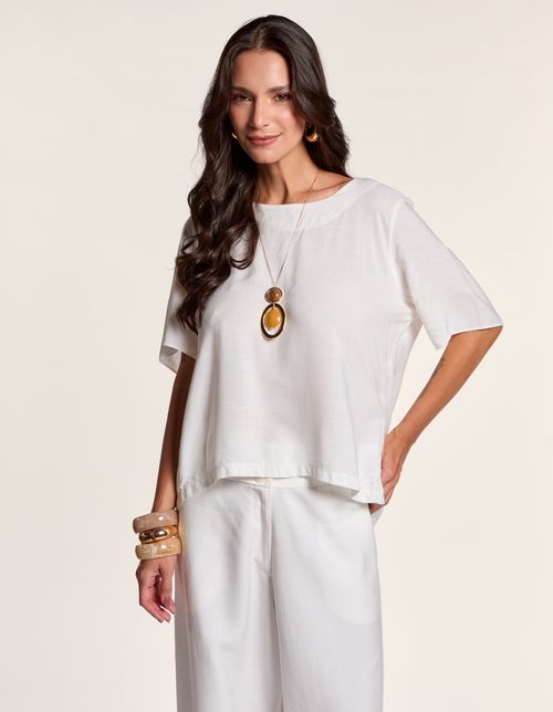 Blusa Ampla Detalhe Botões - Off White