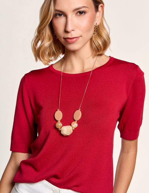 Colar Longo Multi Resina - Dourado