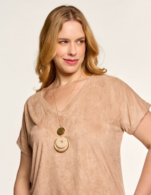 Blusa Gola v Suede - Bege