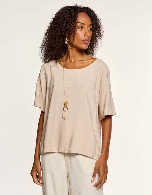 Blusa Ampla Detalhe Botões - Areia