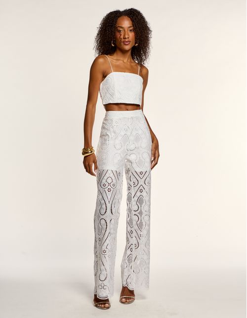 Cropped Alca Fina Laise Ornamental - Branco