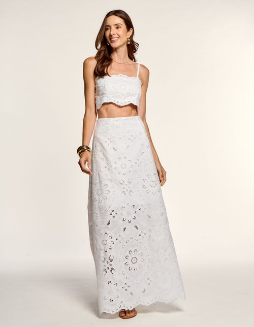 Cropped Laise Flores - Branco