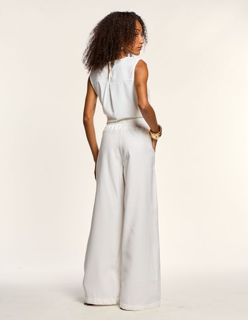 Calça Pantalona Colors Cós Elástico - Branco