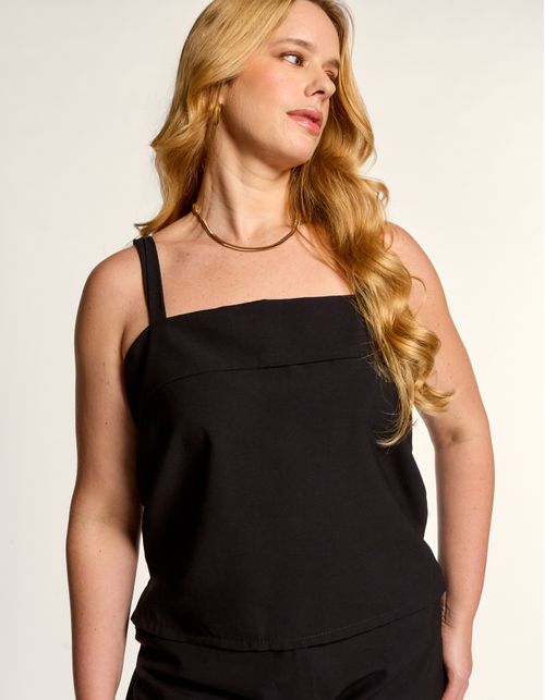 Blusa Colors Detalhe Sobreposição Decote - Preto