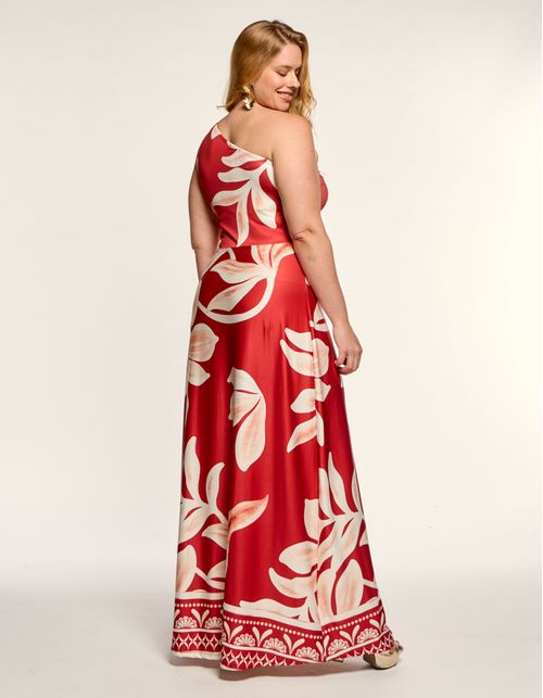 Vestido Longo Estampado Caraíva - Vermelho