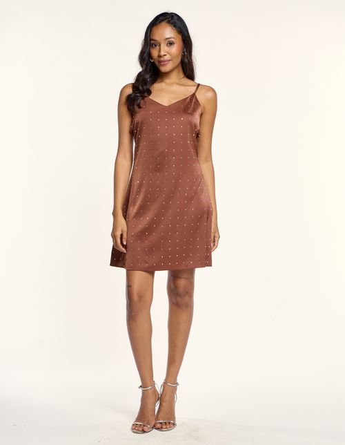 Vestido Curto Brilhos - Marrom