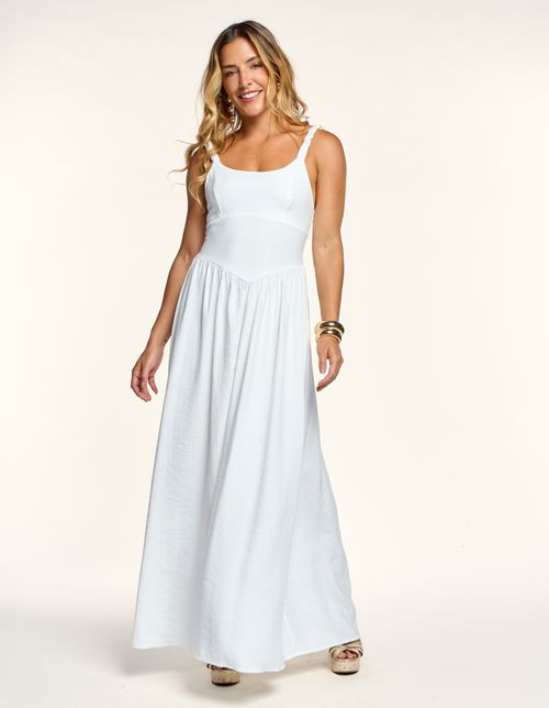 Vestido Longo Cintura Marcada - Branco