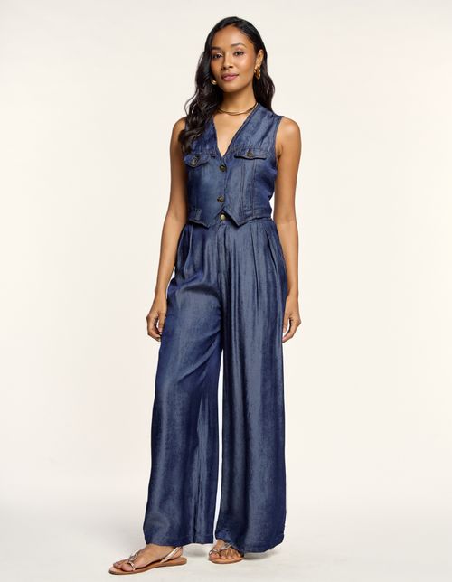 Calça Pantalona Liocel - Denim Escuro