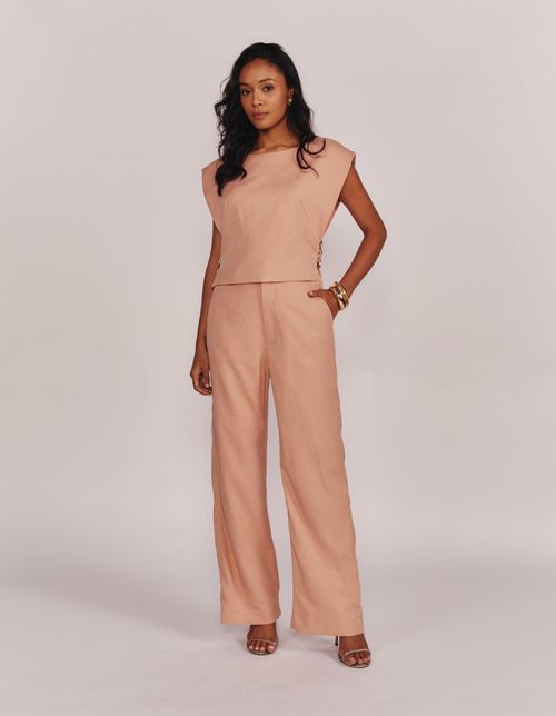 Blusa Detalhe Lateral Fivela Orgânica - Pessego
