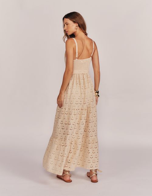Vestido Longo Laise Detalhe Marias - Areia