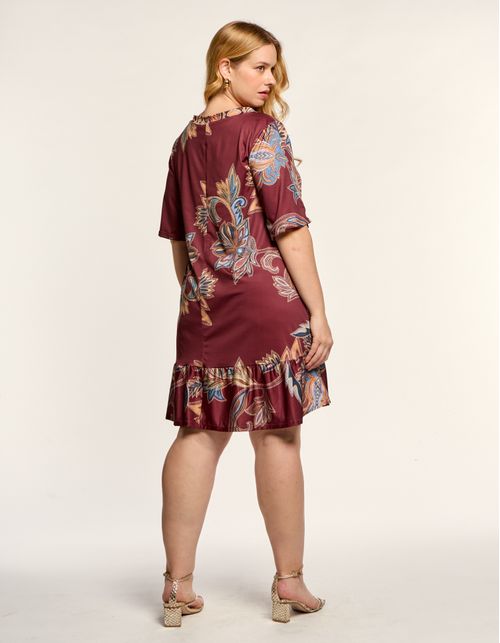 Vestido Curto Estampado Boho Color - Vinho