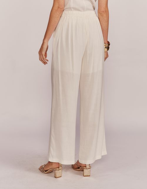 Calça Pantalona Alfaiataria Linho - Branco