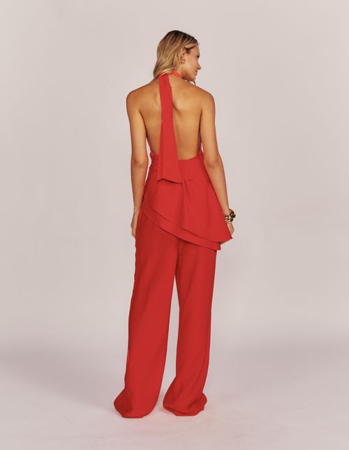 Blusa Frente Unica  Detalhe Organico - Vermelho