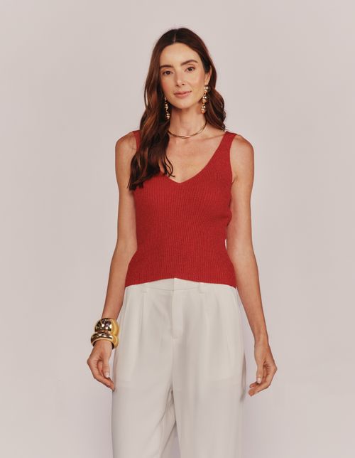 Regata Tricot Lurex - Vermelho