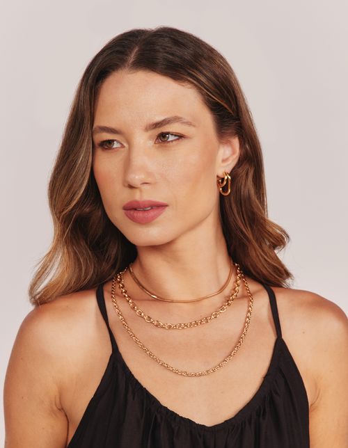 Colar Trio Corrente Snake - Dourado