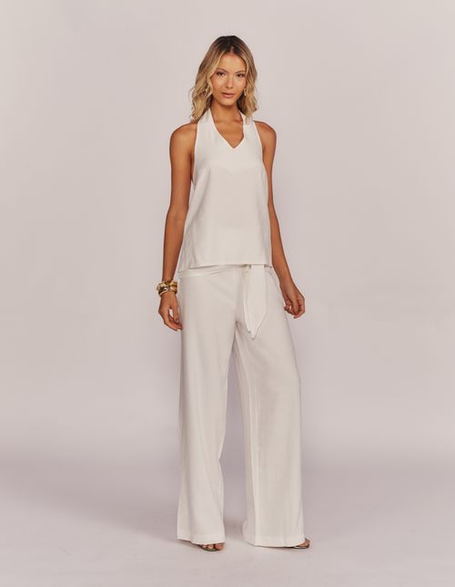 Blusa Frente Única Decote Cruzado - Branco