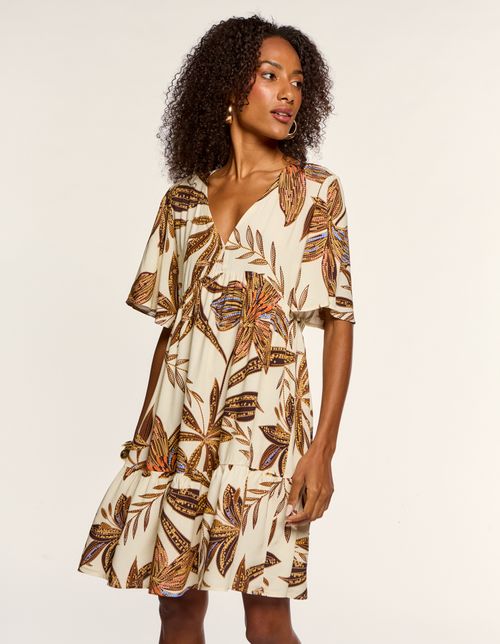 Vestido Curto Estampado Naila - Areia