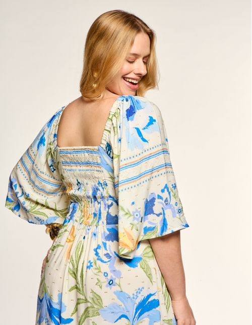 Vestido New Longo Estampado Floral Brisa - Off White