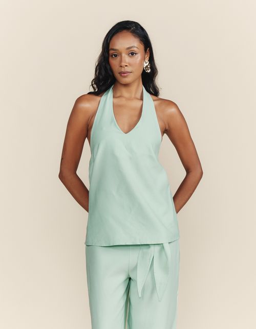 Blusa Frente Única Decote Cruzado - Verde