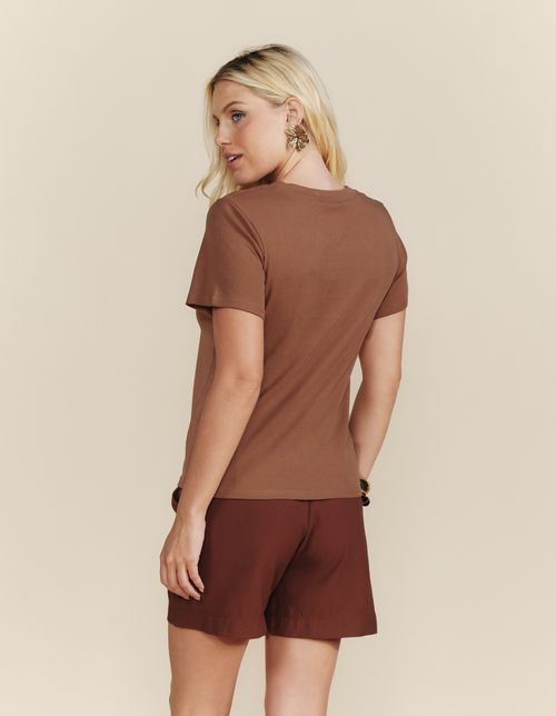 Blusa Bordado Cordone Quadro - Marrom