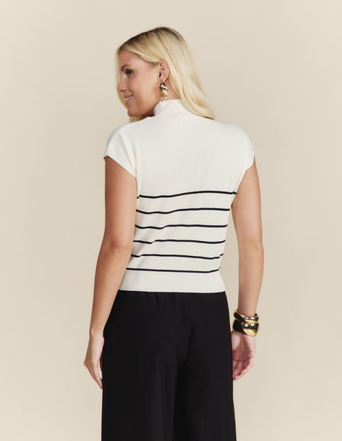 Blusa Tricot Gola Alta - Listrado