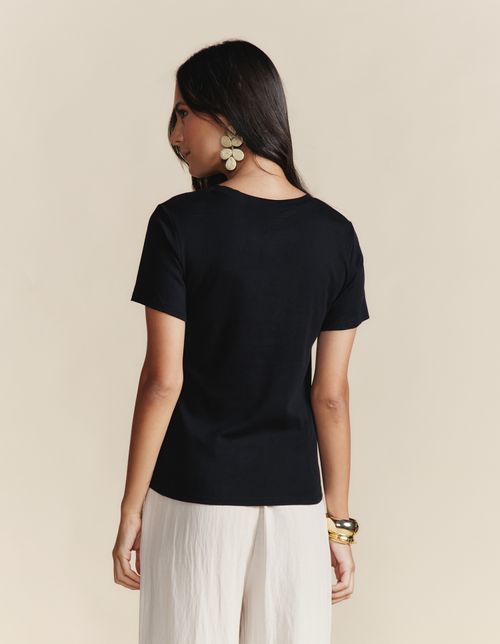 Blusa Bordado Cordone Quadro - Preto