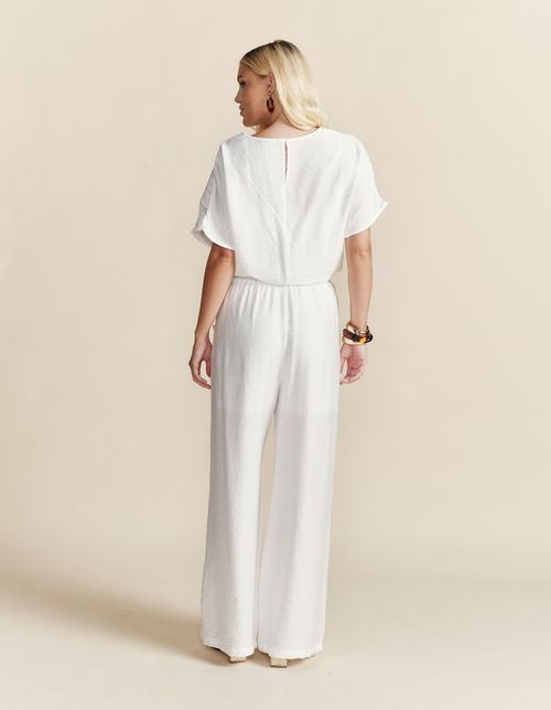 Calça Pantalona Cós Elástico - Branco