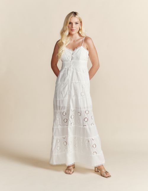 Vestido Longo Botões Laise - Branco