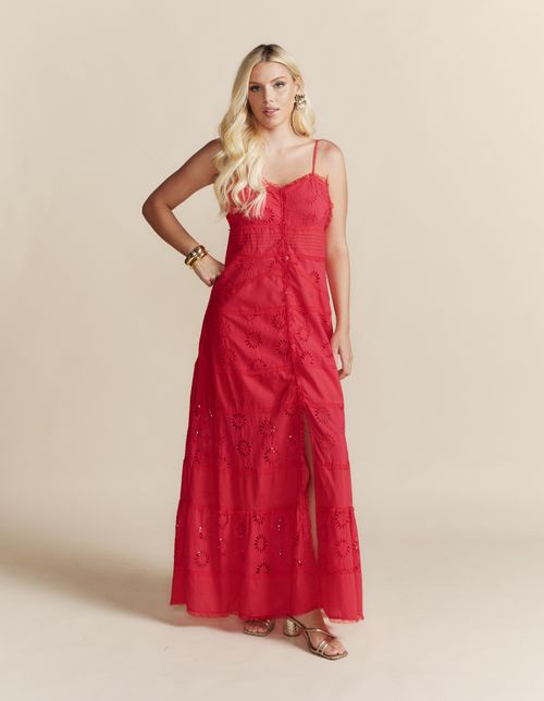 Vestido Longo Botões Laise - Vermelho