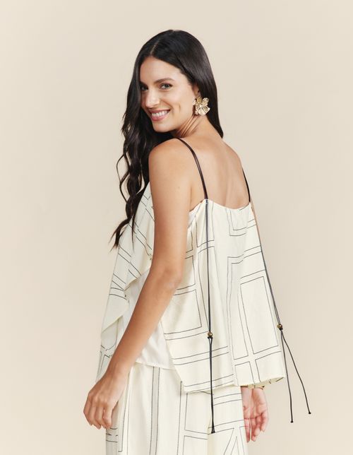 Regata Com Resina Estampada Listras - Off White