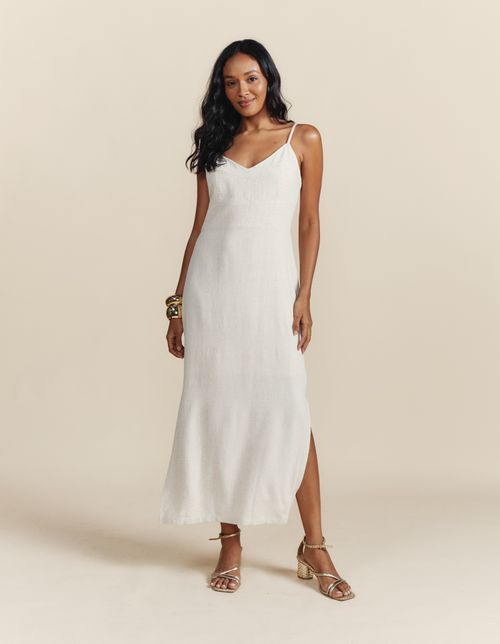 Vestido Midi Alça Fina - Areia