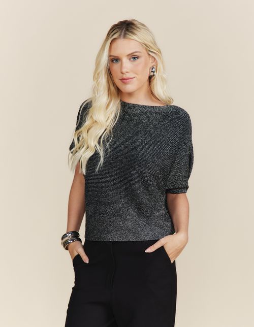 Blusa Ampla Lurex - Preto