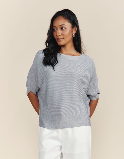 Blusa Ampla Lurex - Cinza