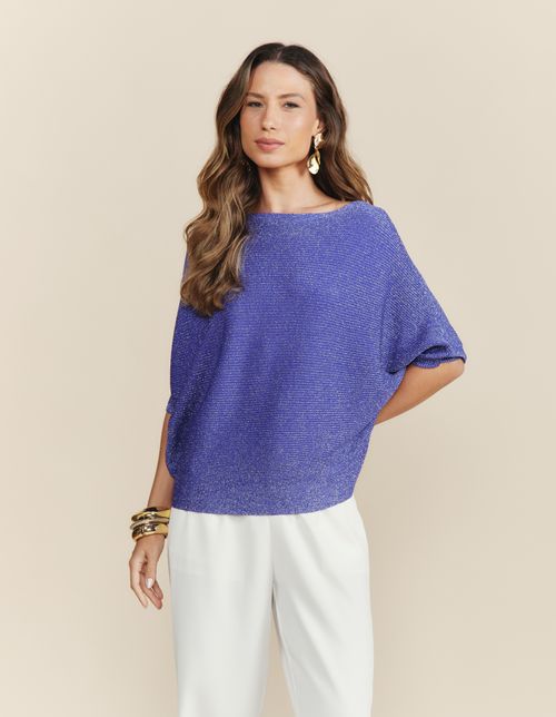 Blusa Ampla Lurex - Azul