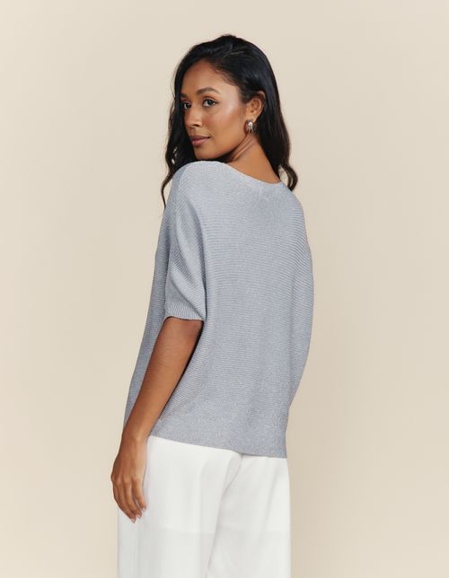 Blusa Ampla Lurex - Cinza