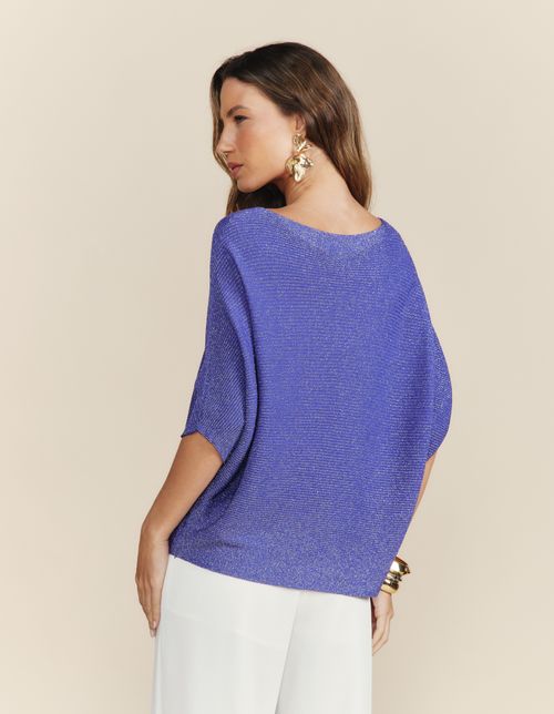 Blusa Ampla Lurex - Azul