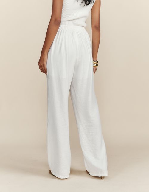 Calça Reta Cós Elástico - Branco