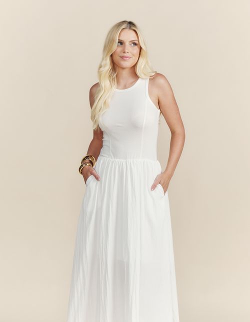 Vestido Midi Regata - Branco