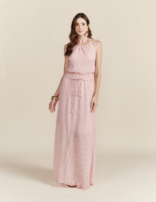 Conjunto Blusa e Saia Textura - Rosa