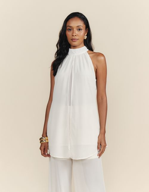 Tunica Cava Americana Com Fenda - Off White