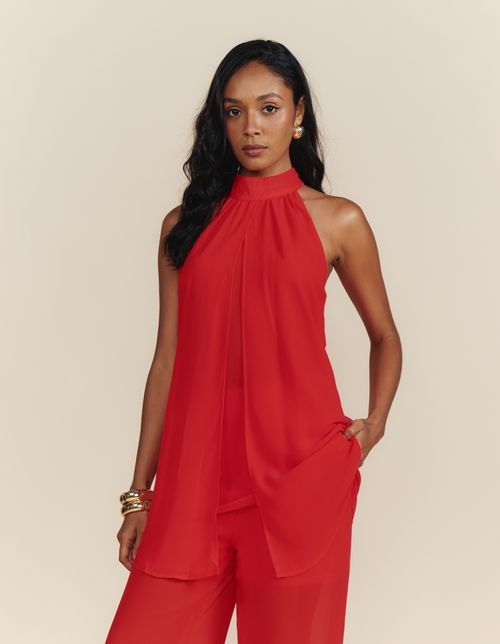 Tunica Cava Americana Com Fenda - Vermelho