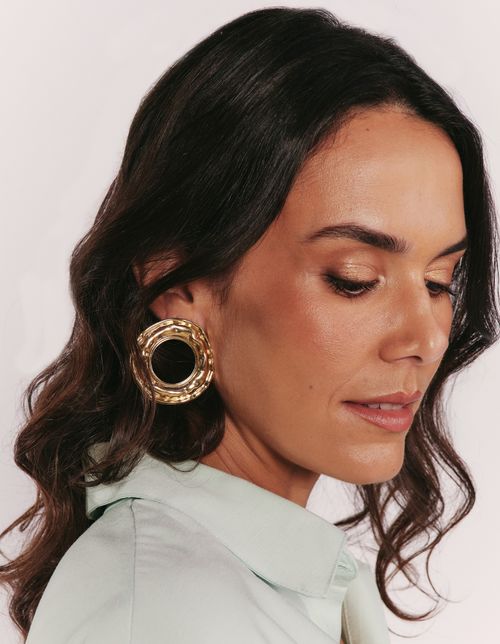 Brinco Martelado Vazado - Dourado