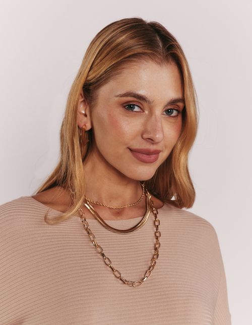 Colar Três Voltas Snake - Dourado